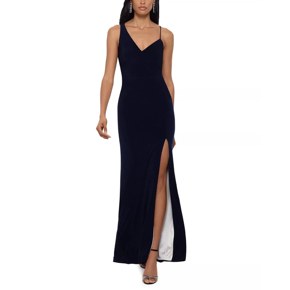 Xscape Womens Navy Evening Dress